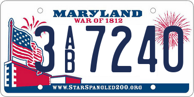 MD license plate 3AB7240
