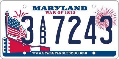 MD license plate 3AB7243