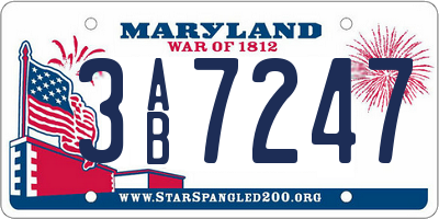 MD license plate 3AB7247