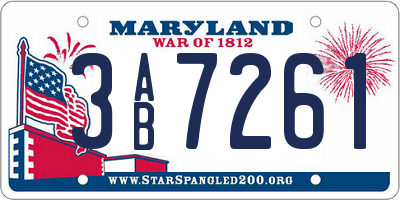 MD license plate 3AB7261