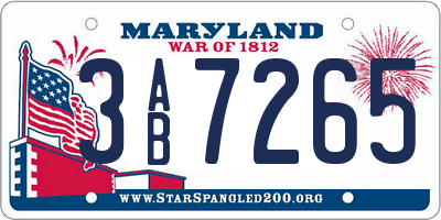 MD license plate 3AB7265