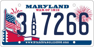 MD license plate 3AB7266