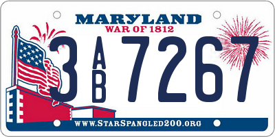 MD license plate 3AB7267