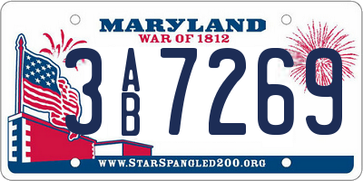 MD license plate 3AB7269