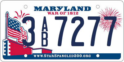 MD license plate 3AB7277
