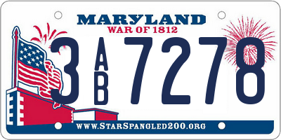 MD license plate 3AB7278