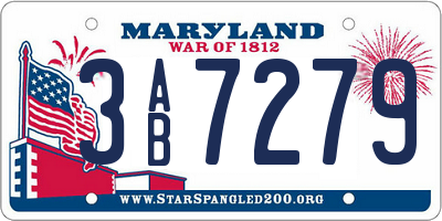 MD license plate 3AB7279
