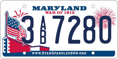 MD license plate 3AB7280