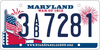 MD license plate 3AB7281