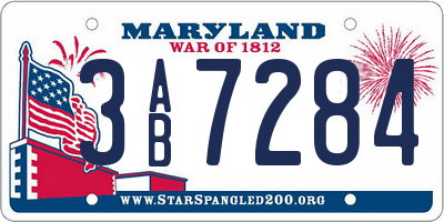 MD license plate 3AB7284