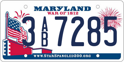 MD license plate 3AB7285