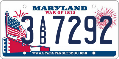 MD license plate 3AB7292