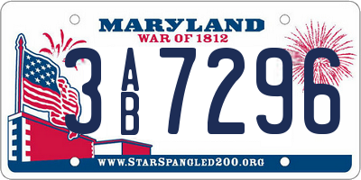 MD license plate 3AB7296