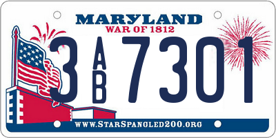 MD license plate 3AB7301