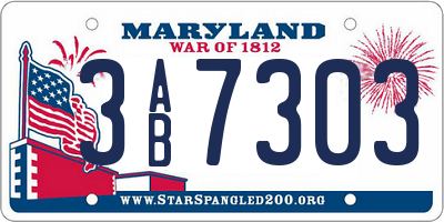 MD license plate 3AB7303