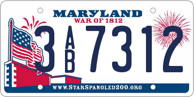 MD license plate 3AB7312