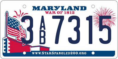 MD license plate 3AB7315
