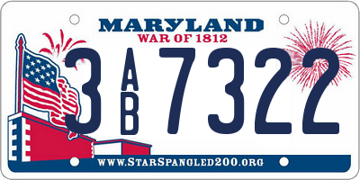 MD license plate 3AB7322