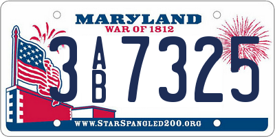 MD license plate 3AB7325