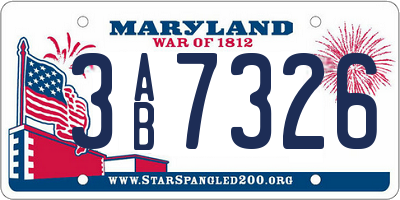 MD license plate 3AB7326