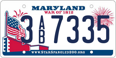 MD license plate 3AB7335