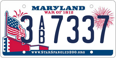 MD license plate 3AB7337