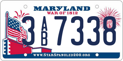 MD license plate 3AB7338