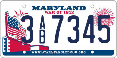 MD license plate 3AB7345