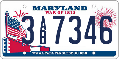 MD license plate 3AB7346