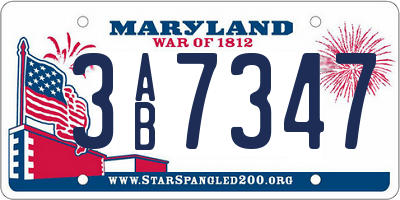 MD license plate 3AB7347