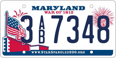 MD license plate 3AB7348