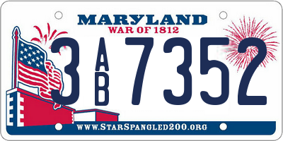 MD license plate 3AB7352