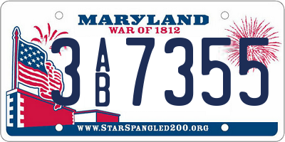 MD license plate 3AB7355