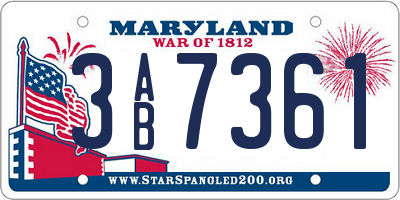 MD license plate 3AB7361