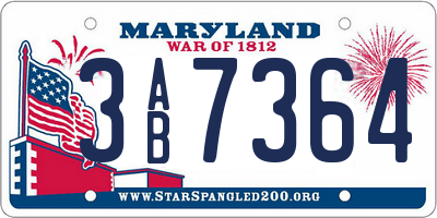 MD license plate 3AB7364