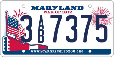 MD license plate 3AB7375