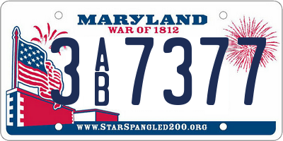 MD license plate 3AB7377