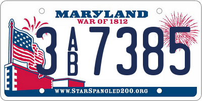 MD license plate 3AB7385