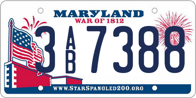 MD license plate 3AB7388