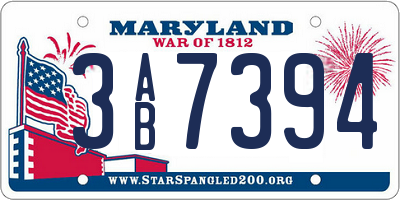 MD license plate 3AB7394