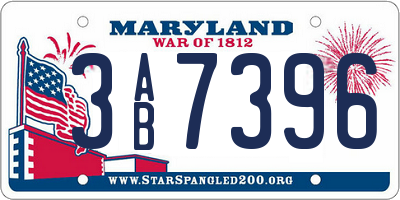 MD license plate 3AB7396
