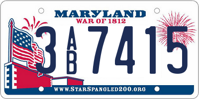 MD license plate 3AB7415