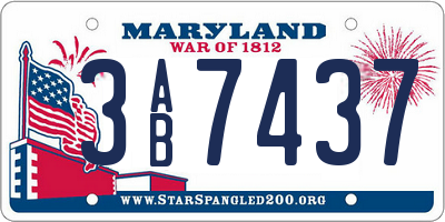 MD license plate 3AB7437