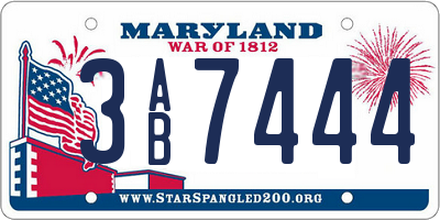 MD license plate 3AB7444