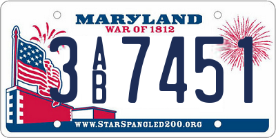 MD license plate 3AB7451