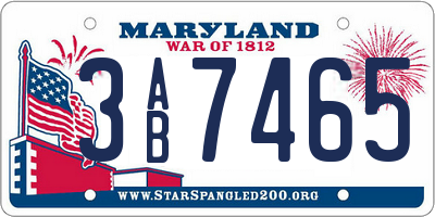 MD license plate 3AB7465