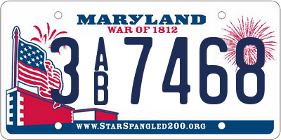 MD license plate 3AB7468