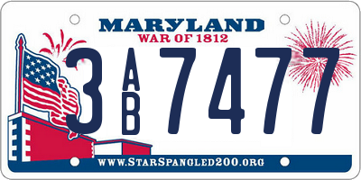 MD license plate 3AB7477