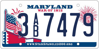 MD license plate 3AB7479
