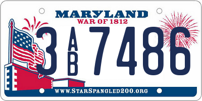 MD license plate 3AB7486